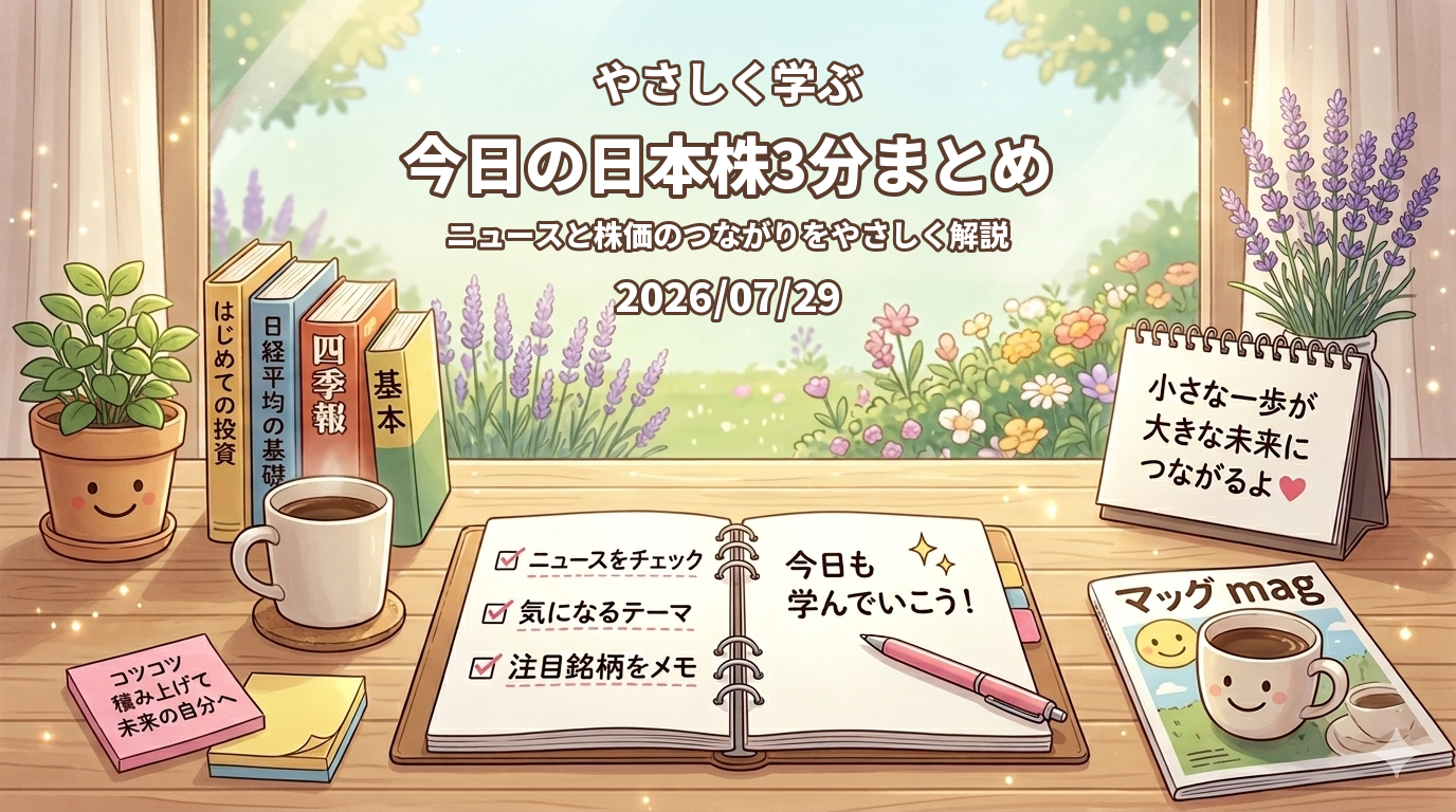 やさしく学ぶ 今日の日本株3分まとめ 2026年7月29日版