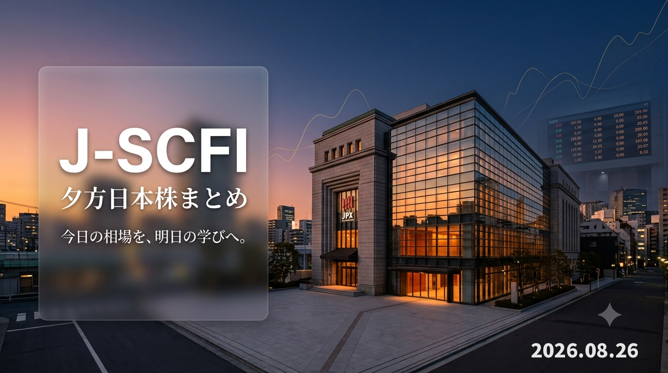J-SCFI夕方日本株まとめ 2026年8月7日の市場振り返り
