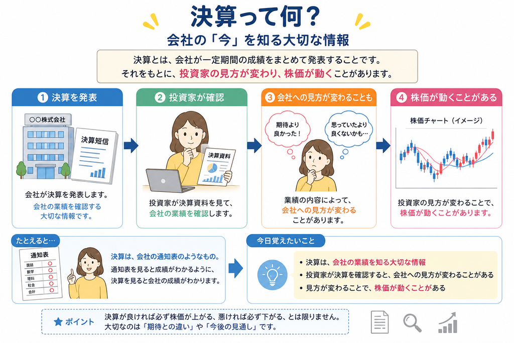 決算って何？の基本を図解した初心者向けイラスト