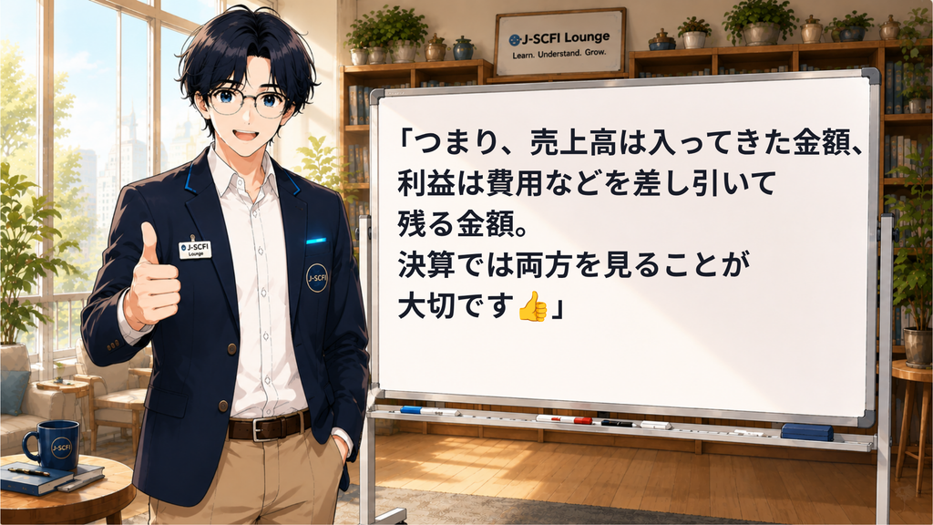 J-SCFI先輩が今日のポイントをまとめているイラスト
