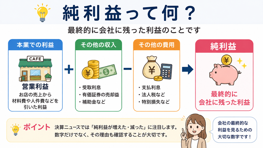 純利益の基本を図解した初心者向けイラスト