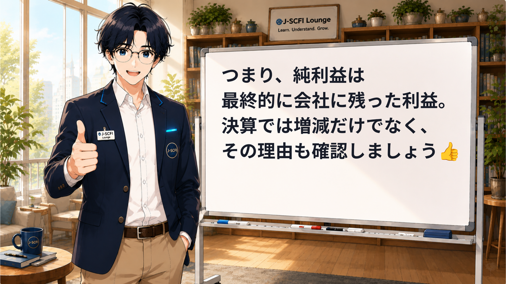 J-SCFI先輩が今日のポイントをまとめているイラスト