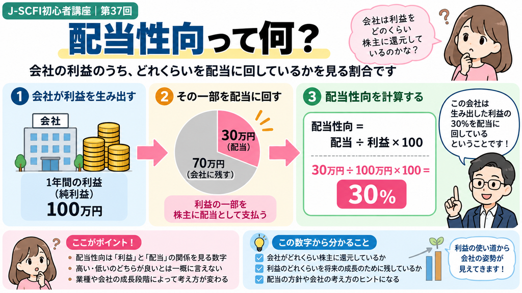 配当性向の基本を図解した初心者向けイラスト