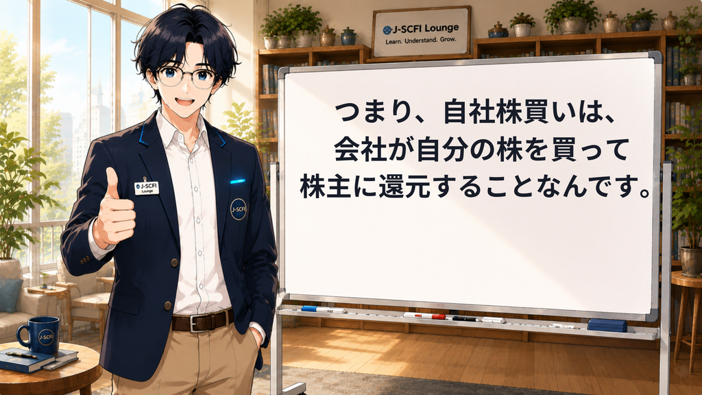 J-SCFI先輩が今日のポイントをまとめているイラスト