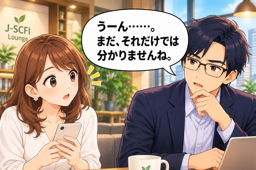 株主還元だけでは良い会社か分からないと話すJ-SCFI先輩