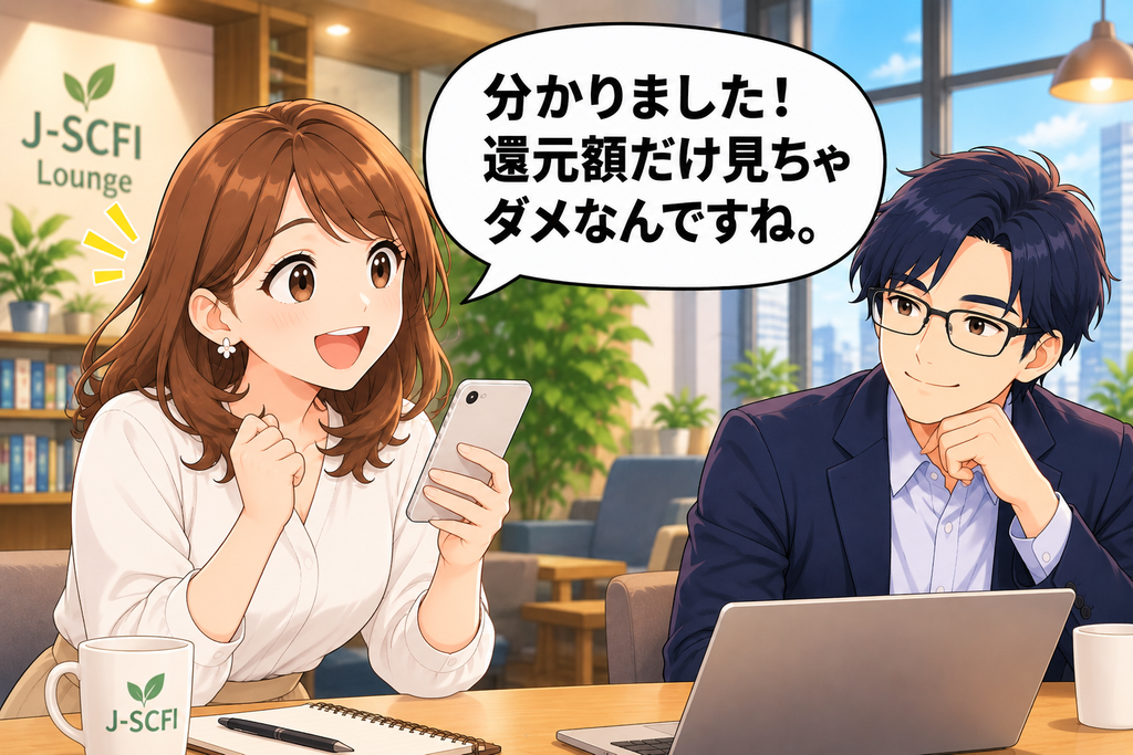株主還元は還元額だけで判断できないと気づく初心者女性