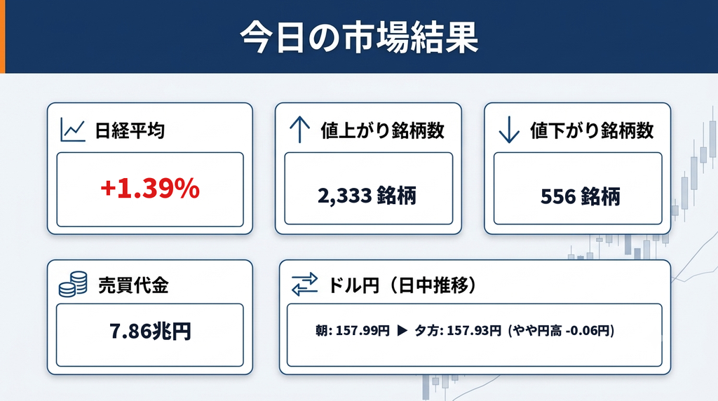 市場結果画像
今日の市場結果まとめ